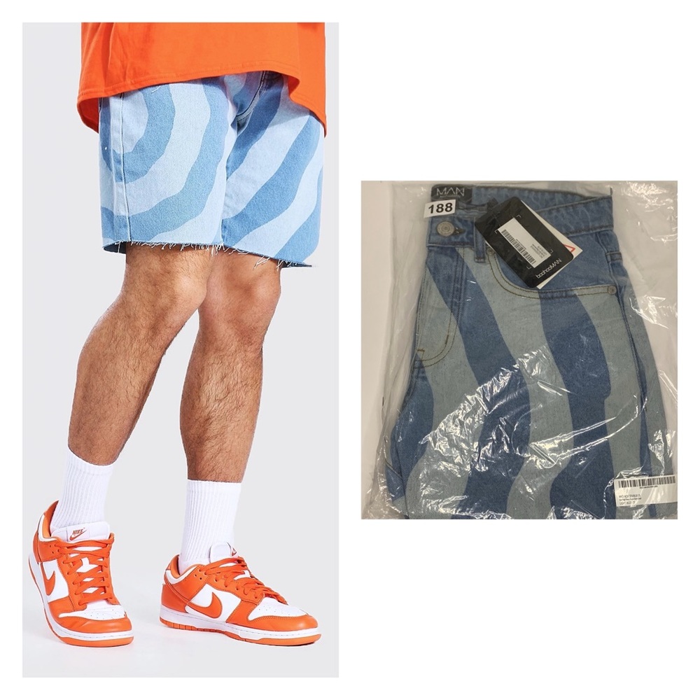 Slim Regid Bleach Ripple Denim Short